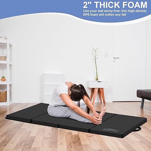 Miniatura 6 de Polar Aurora Colchoneta de gimnasia plegable gruesa de 3 x 6 x 2 pulgadas para ejercicios aeróbicos, esterillas de yoga