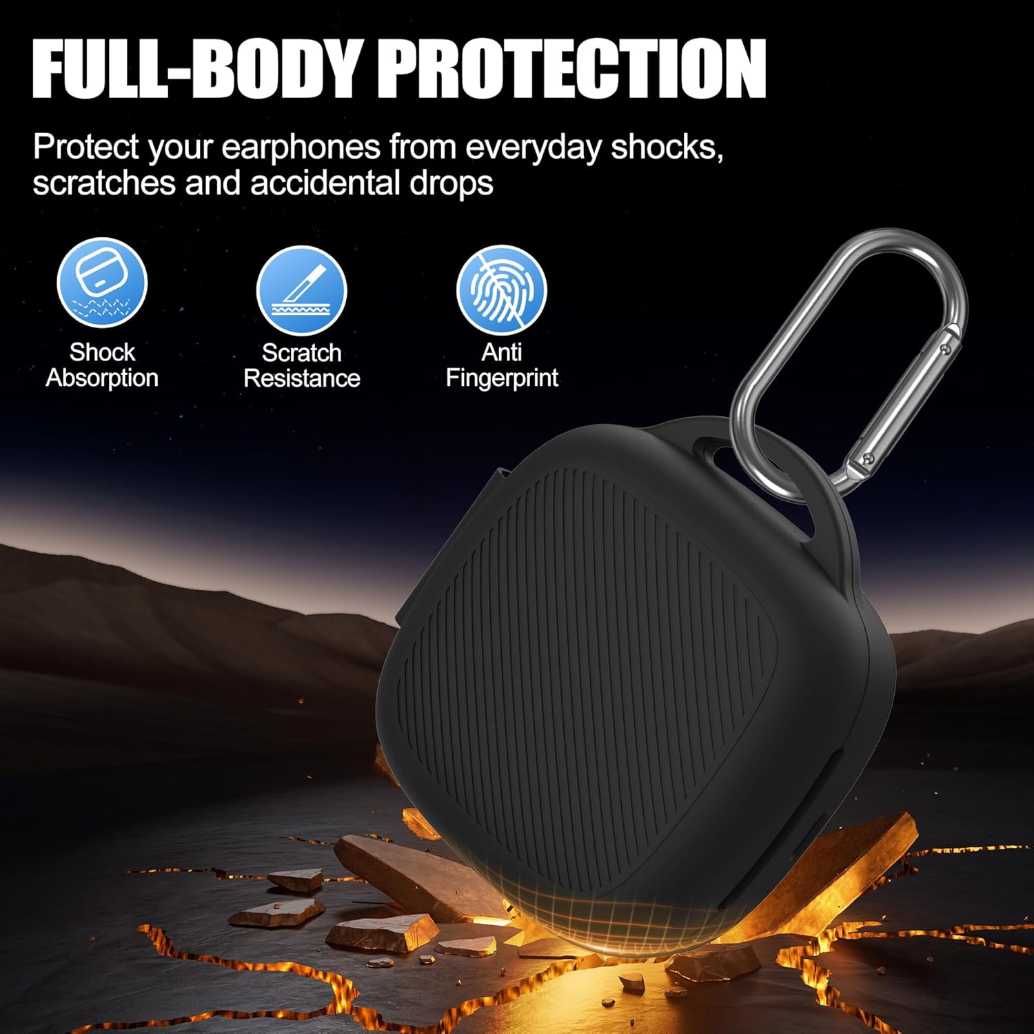 Silicone Case for Raycon Essential Open Earbuds [Black], with Carabiner All-Round Protection Scratch-Resistant Washable Soft Skin Wireless Open Ear Headphones Cover Ultra-Lightweight Cover - Image 3