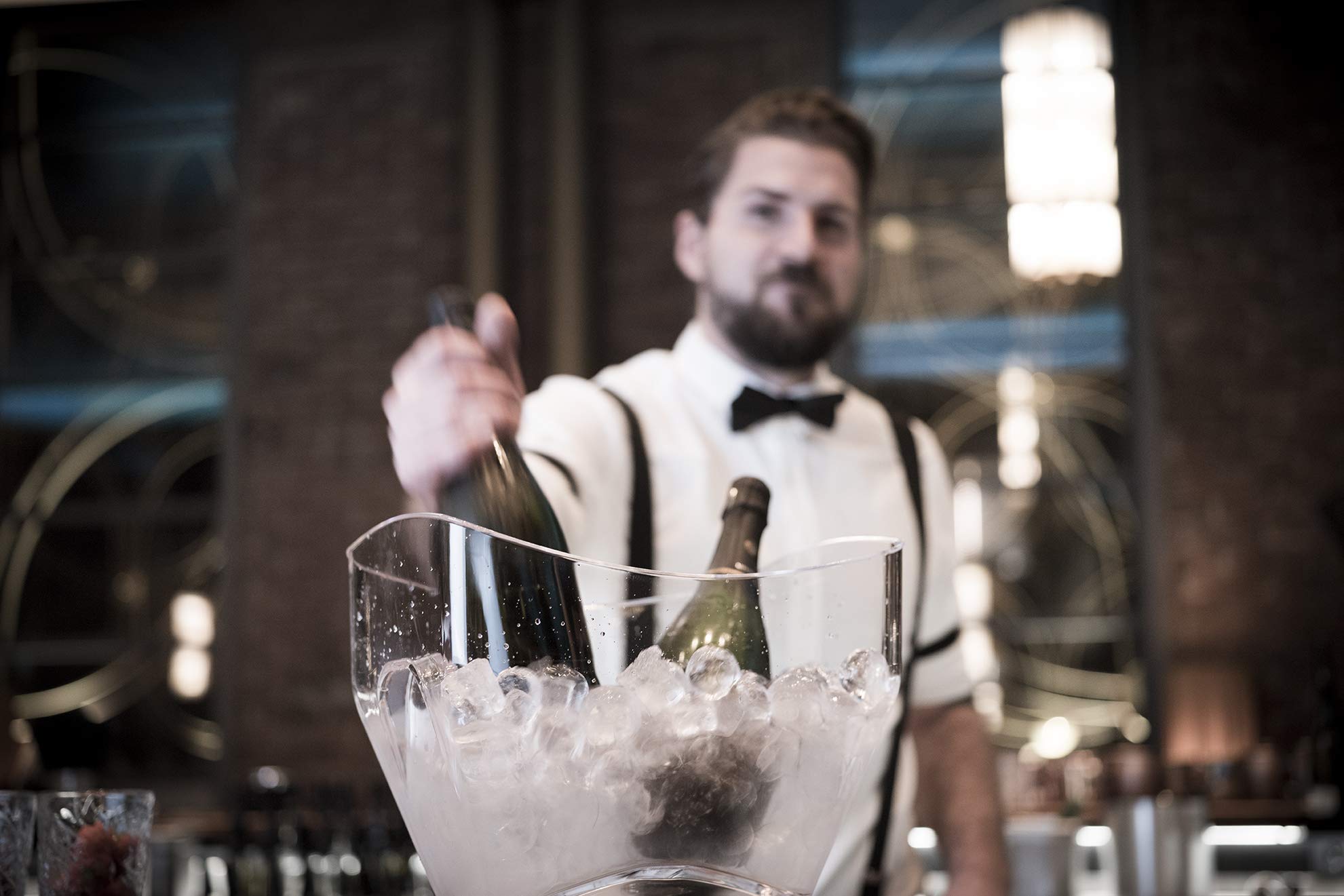 Buddy's Bar - Enfriador de Vino/champán, Enfriador de Botellas de plástico MS Claro y Transparente con Asas Laterales, con una Capacidad de 7 L, Resistente al Agua - Lavable