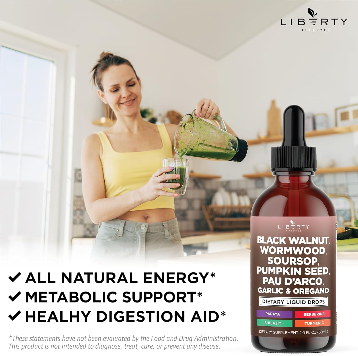 Defend Wormwood Black Walnut Cleanse for Humans Drops Liquid Soursop Garlic Pumpkin Seed PAU D'Arco Oil of Oregano Turmeric Berberine Neem Extract Hull Bark Tincture - 4 OZ - Image 4