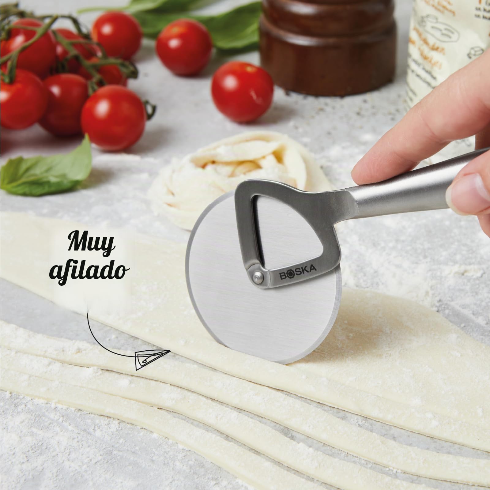Boska Cortador de Pizza - Copenhagen Cortapizzas - Corta Pizza Professional - Pizza Cutter de Acero Inoxidable – Lavavajillas Seguras – La Plata