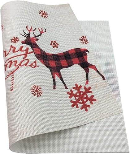 Miniatura 4 de WAZAIGUR Manteles individuales para cocina/mesa de comedor, manteles individuales de Navidad, copos de nieve, renos, árboles de Navidad, lavables,