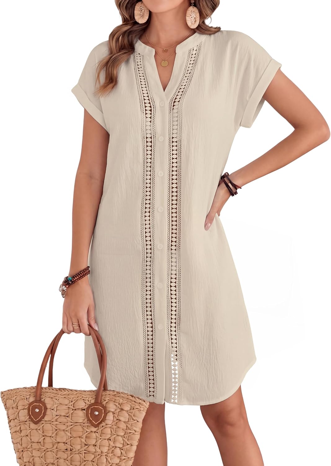 Bsubseach Swimsuit Coverup for Women Shirt Dress Bathing Suit Cover Up Swimwear Beach Vacation Outfits with Pockets