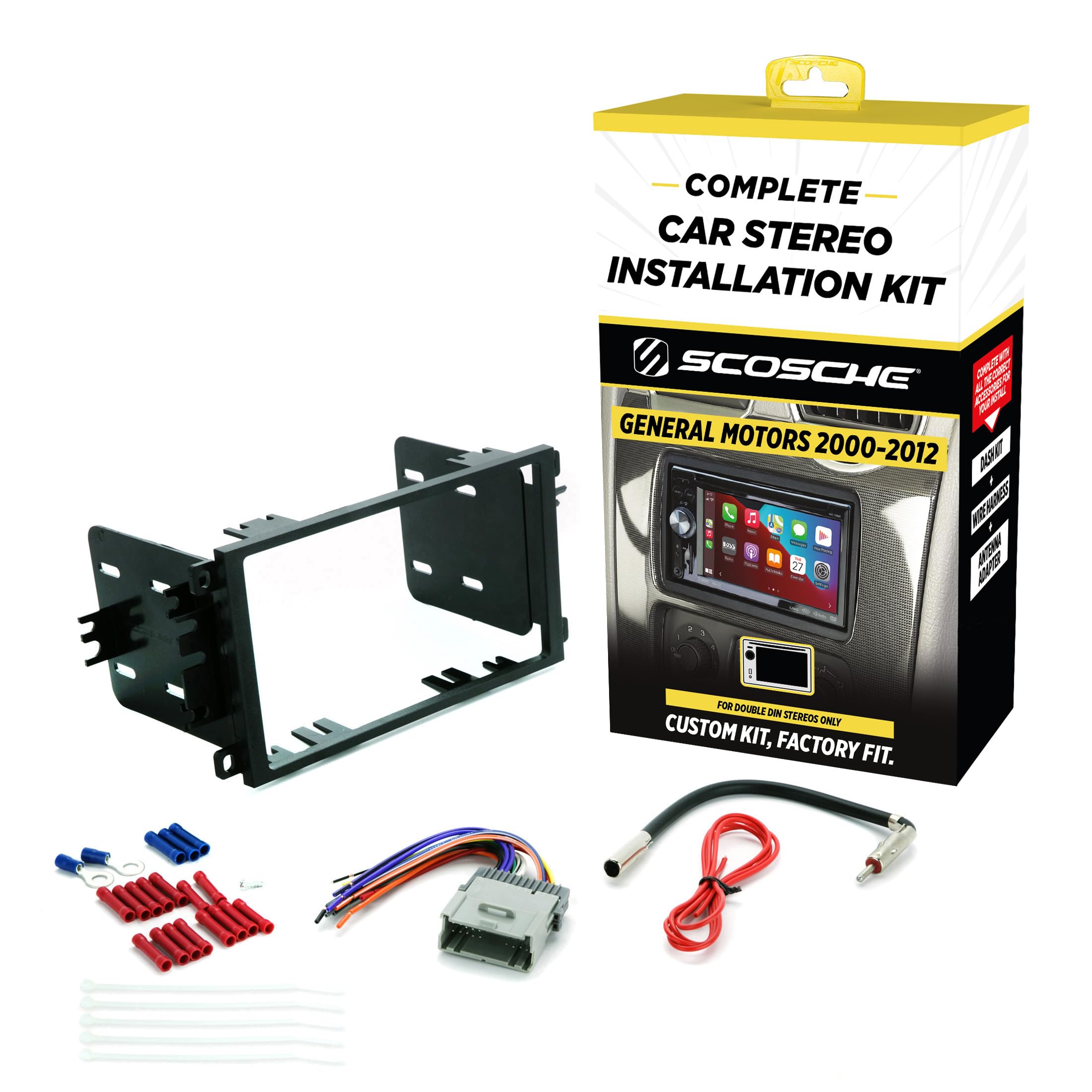 Scosche ICGM8BN Double DIN Radio Installation Dash Kit Compatible with Select 1992-2012 General Motors Vehicles - Complete Basic Aftermarket Car Stereo Install Kit - See Fit Guide Image for Vehicles