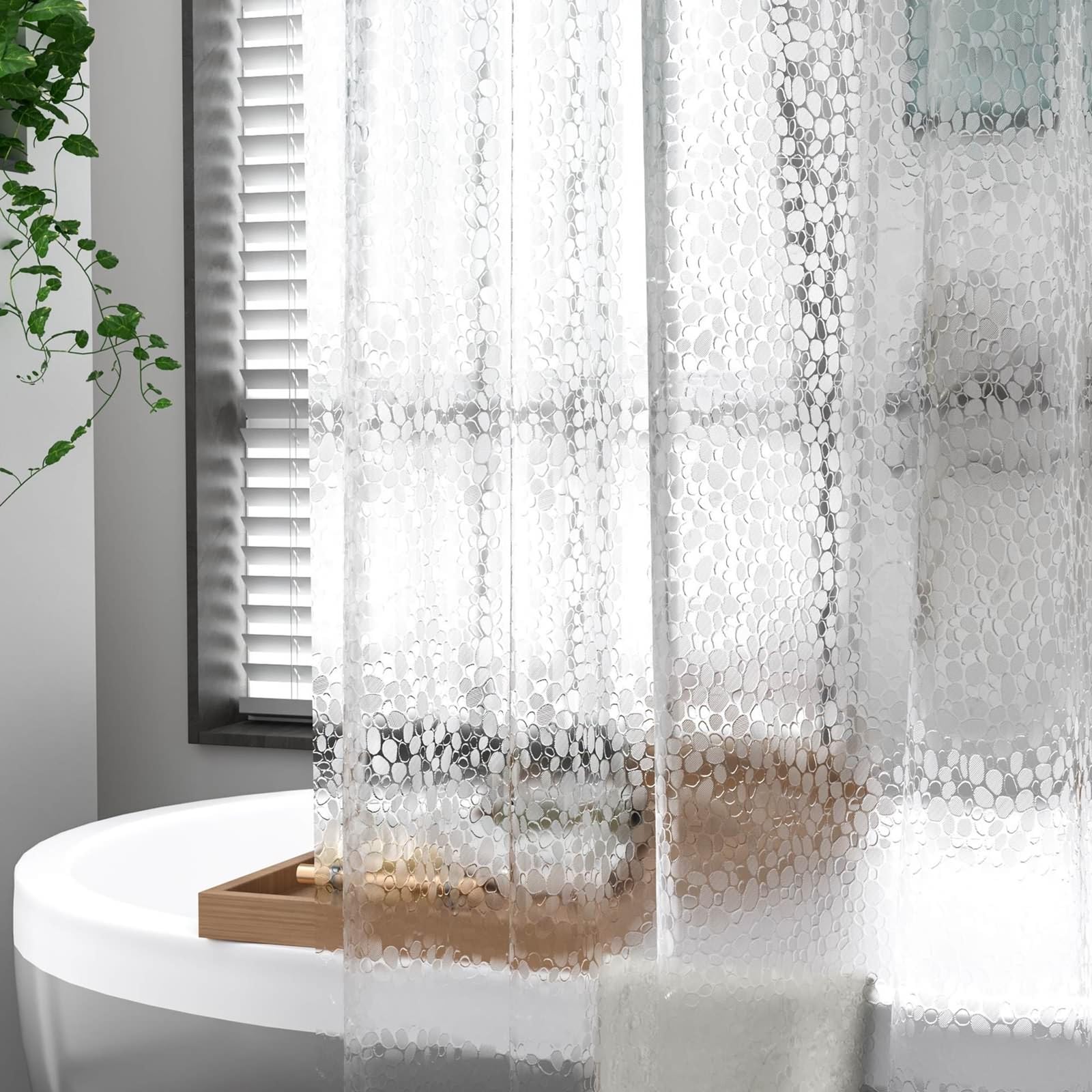 Tenda da doccia antimuffa 200 x 180 cm, modello ovale, in PEVA, impermeabile, semitrasparente, ideale per un elegante arredamento da bagno