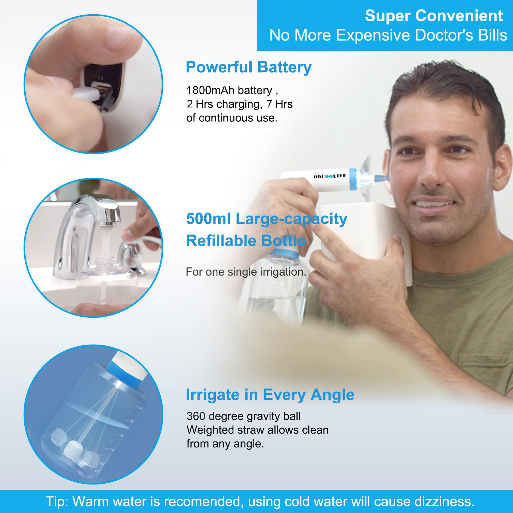 Buy BOCOOLIFE Electric Earwax Remove Removal Ear Irrigation System