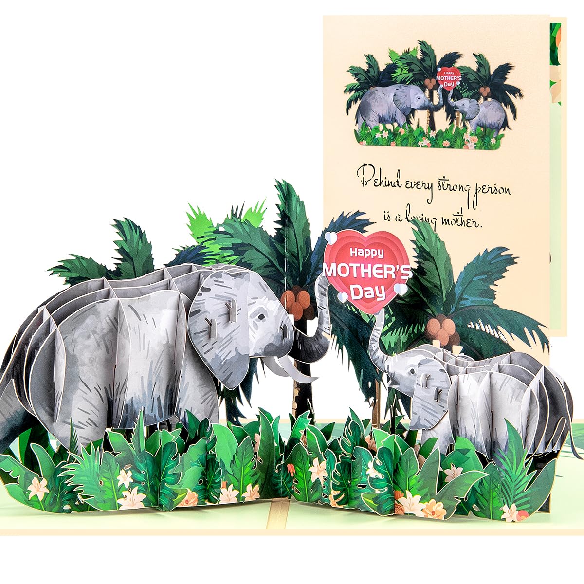 CNLITIHEKA Mothers Day Card Pop Up, Elephant Pop Up Card for Mom, 3D Happy Mothers Day Greeting Card, with Envelope and Blank Note.
