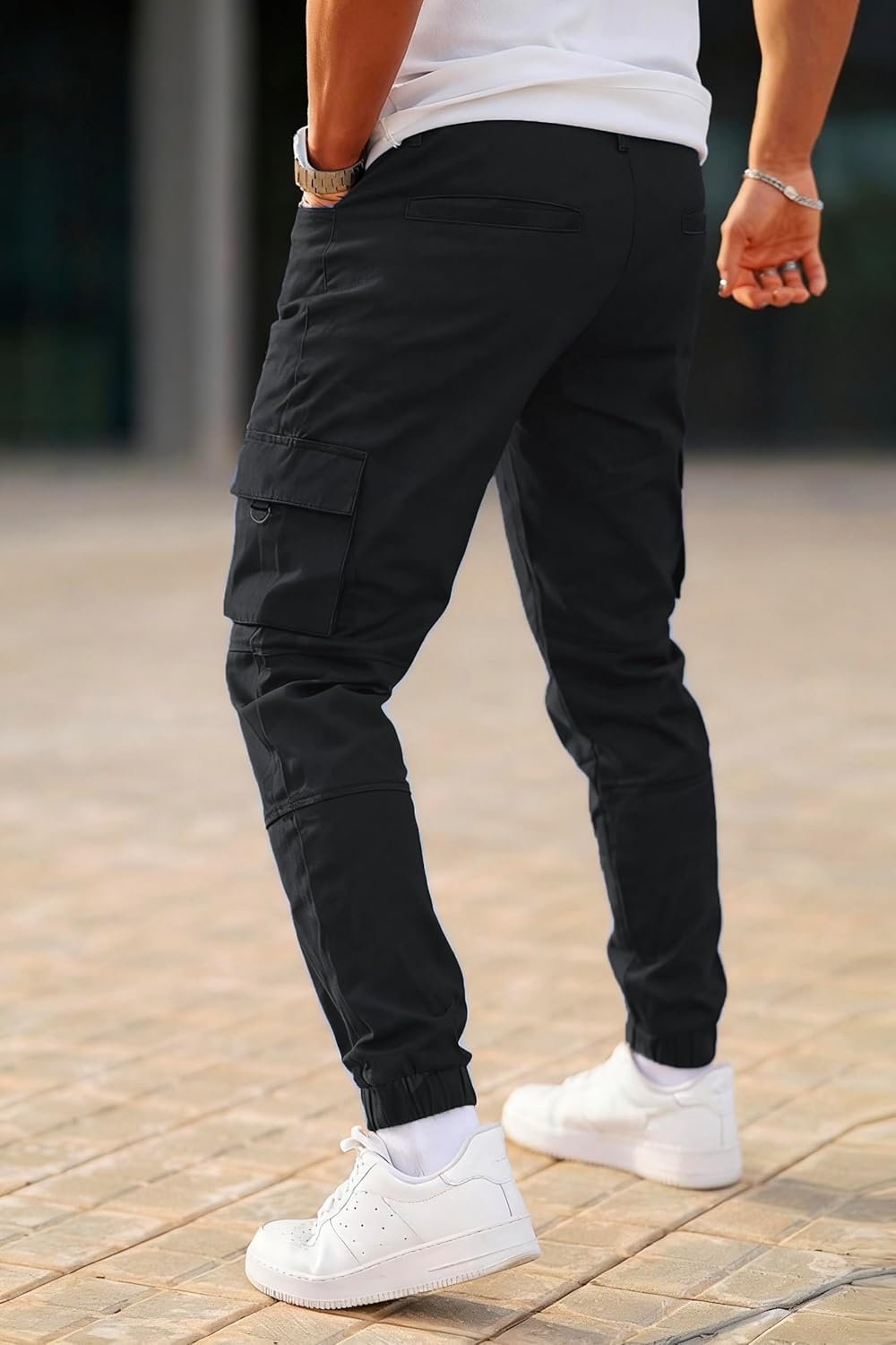 GINGTTO Mens Cargo Jogger Pants Slim Fit Stretch Zipper Pockets Thick Cotton Pants for Men - Image 2