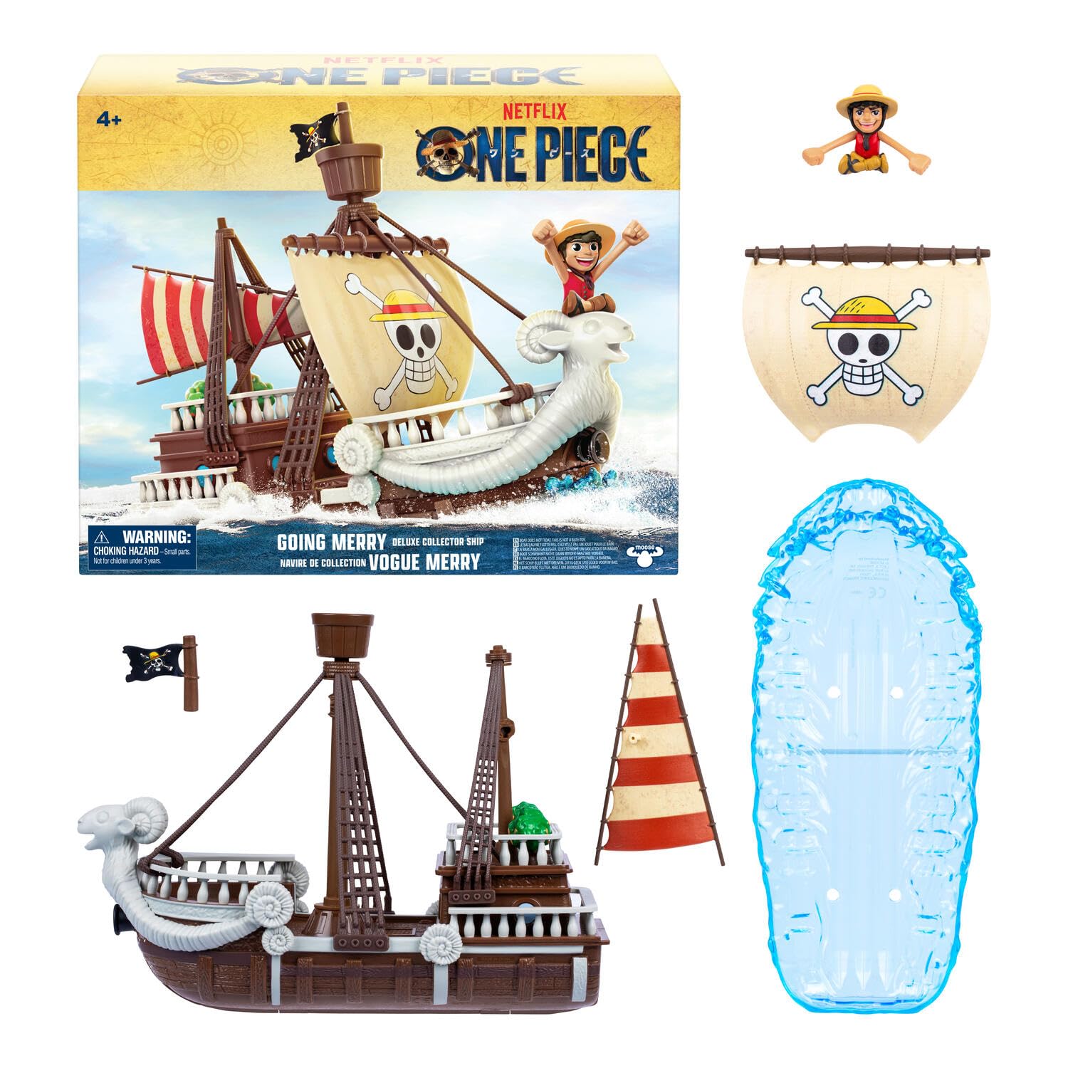 One Piece Deluxe-Sammlerschiff Flying Lamb, 24,13 cm, detailgenaues Design zum Spielen und Präsentieren, enthält Exklusive Ruffy-Actionfigur