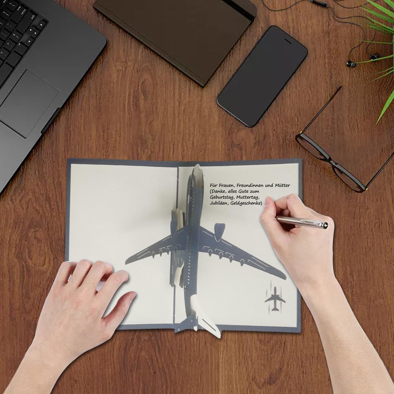 Biglietto Pop-Up 3D Aereo Per Auguri Di Viaggio - Originale Cartolina Di Compleanno Con Effetto Sorpresa, Regalo Per Viaggiatori