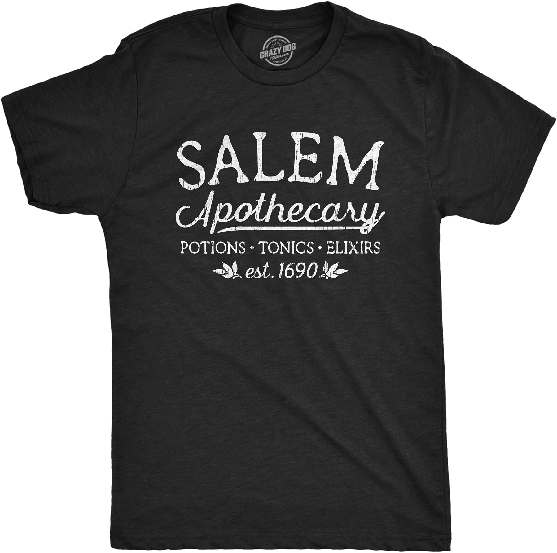 Crazy Dog T-ShirtsMens Salem Apothecary Tshirt Funny Halloween Witch Graphic Novelty Tee (Heather Black) - XXL Crazy Dog Men's Novelty T-Shirts for Halloween Season Funny Heather Black - XXL