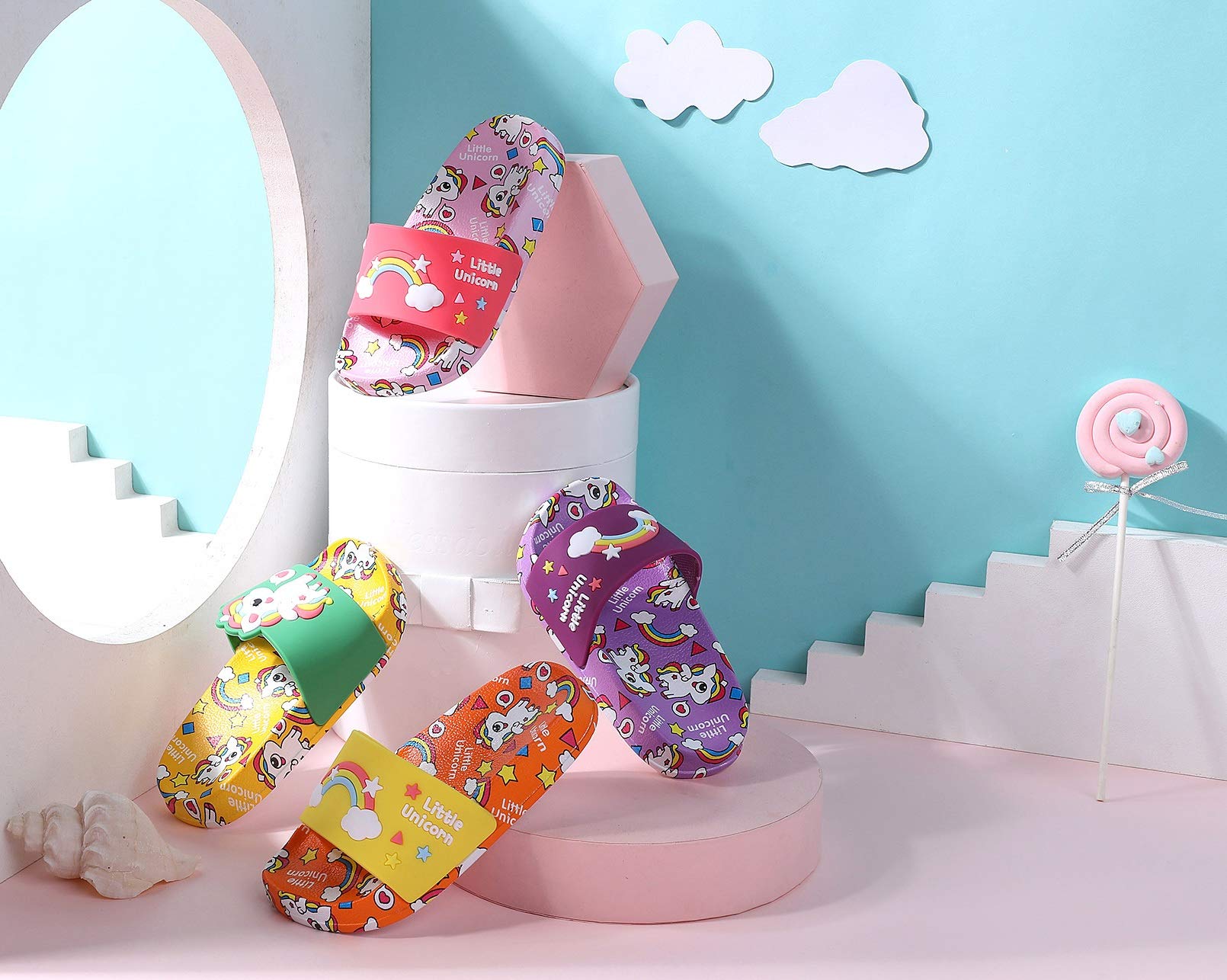 Chanclas para Niñas Sandalias de Baño Antideslizantes Unicornio
