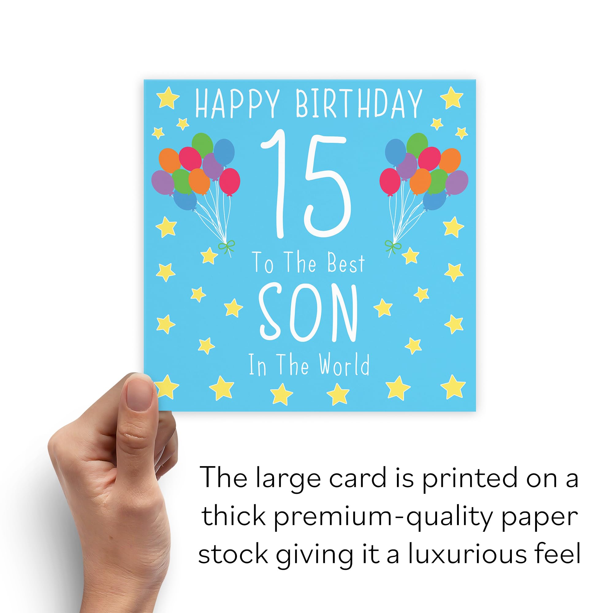 Hunts England Biglietto Di Auguri 15° Compleanno Per Figlio – "To The Best Son In The World" – Formato 148x148 Mm Con Busta – Collezione Iconic