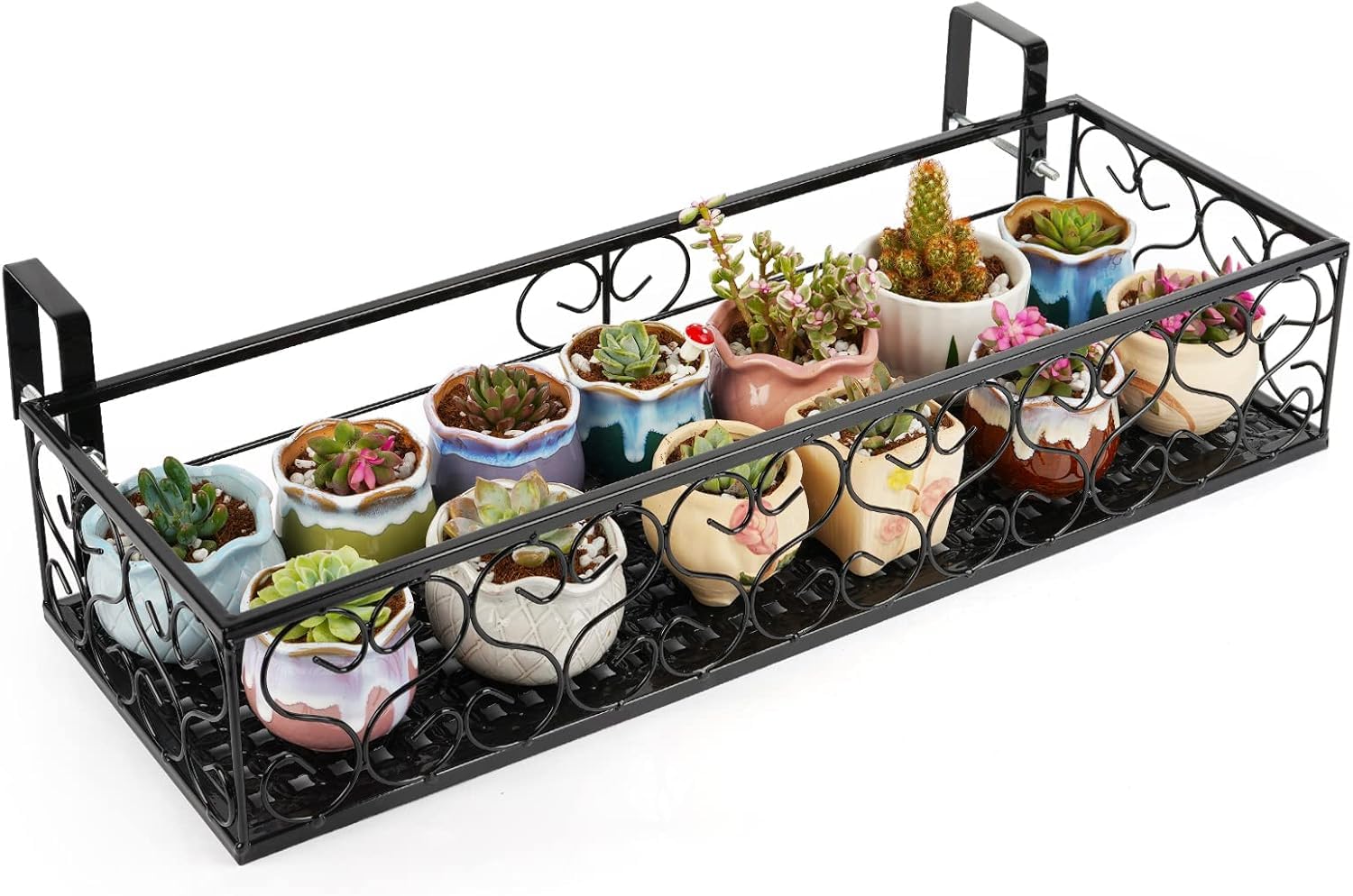 SIRAAJ Metal Hanging Railing Plant Stand For Balcony Home And Office(White - Standard,Pack Of 1) (Black, Large) (B0CT8KVS3H) Amazon Price History, Amazon Price Tracker