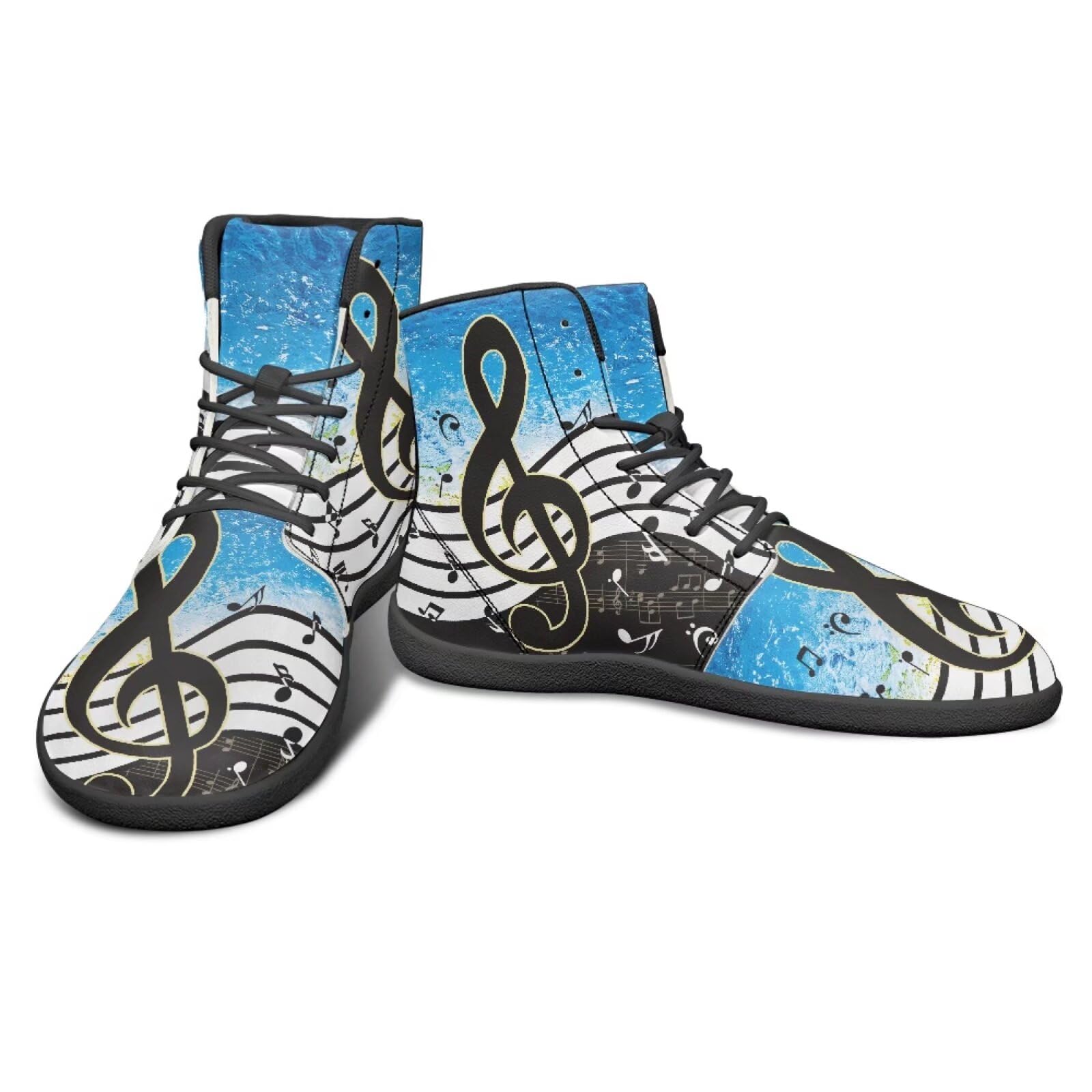 Binienty Blue Music Note Wide Barefoot Minimalist Shoes for Women Men with Zero Drop Sole Fashion Sneaker Cross-Trainer Lightweight Casual Walking Running Shoes Footwear, US 12.5