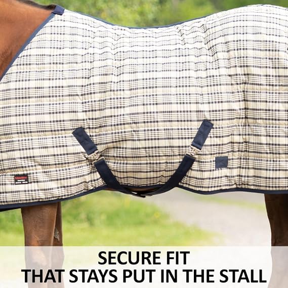 Schneiders Hunt Club Plaid II Open Front Surcingle 280g Medium Weight Horse Stable Blanket for Winter | Classic Plaid Style | Cozy Equestrian Barn Comfort