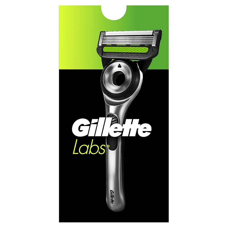 GilletteLabs com barra esfoliante, aparelho de barbear masculino com cabo e 3 refis