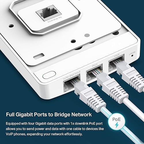 Miniatura 2 de TP-Link EAP235-Wall Omada AC1200 Punto de acceso Gigabit inalámbrico en pared MU-MIMO y Beamforming PoE Powered Instalación rápida SDN Acceso