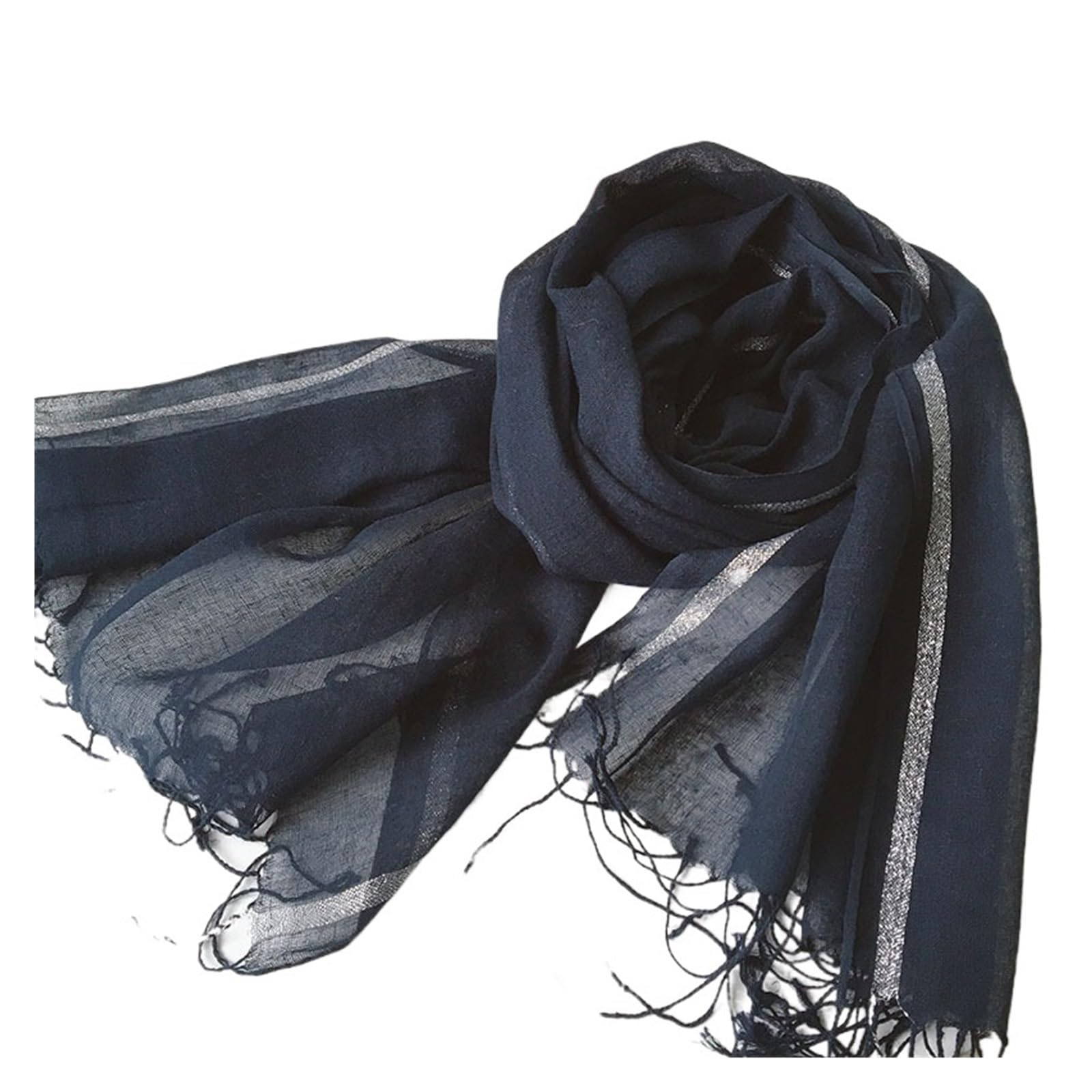 Sciarpa da donna leggera in lino di cotone Moda lunga da donna avvolge sciarpe e scialli con testa musulmana in tinta unita