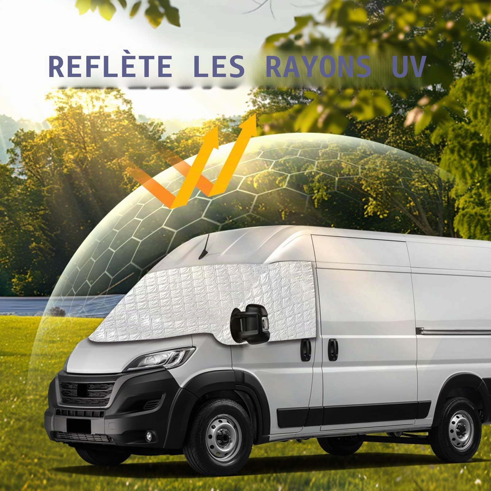 Housse de pare-brise pour Fiat Ducato/Opel Movano/Citroën Jumper X250/290 2006-2023 Protection contre les UV/glace/gel/pluie/poussière/fenêtres/chutes de feuilles
