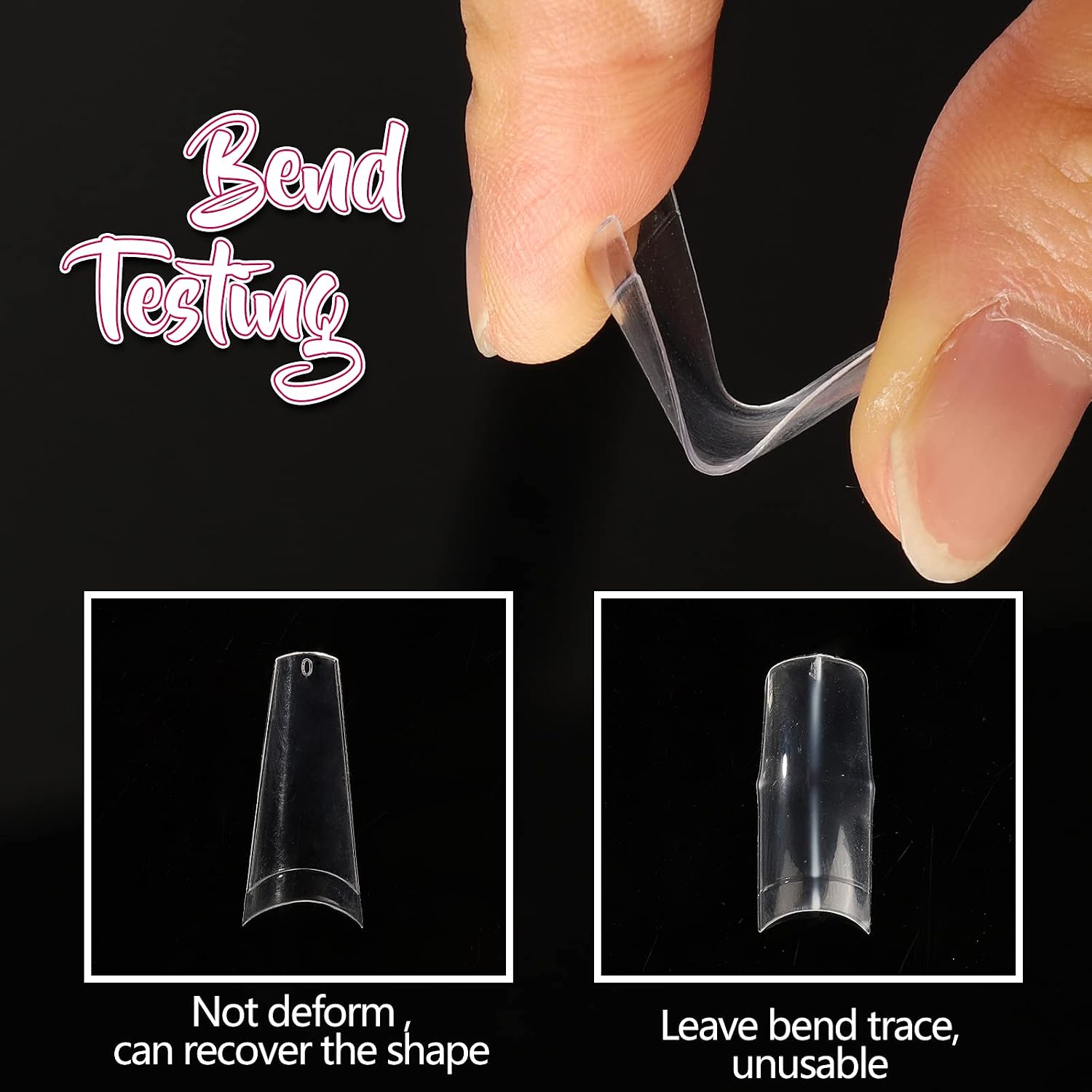 Clear Coffin Acrylic Nail Tip, 500pcs NEW UPGRADED Nail Tips and Glue French Fake Nail Starter Kit Professional Half Cover Long Coffin Nail Tips Press On Nails Nail File And Buffer