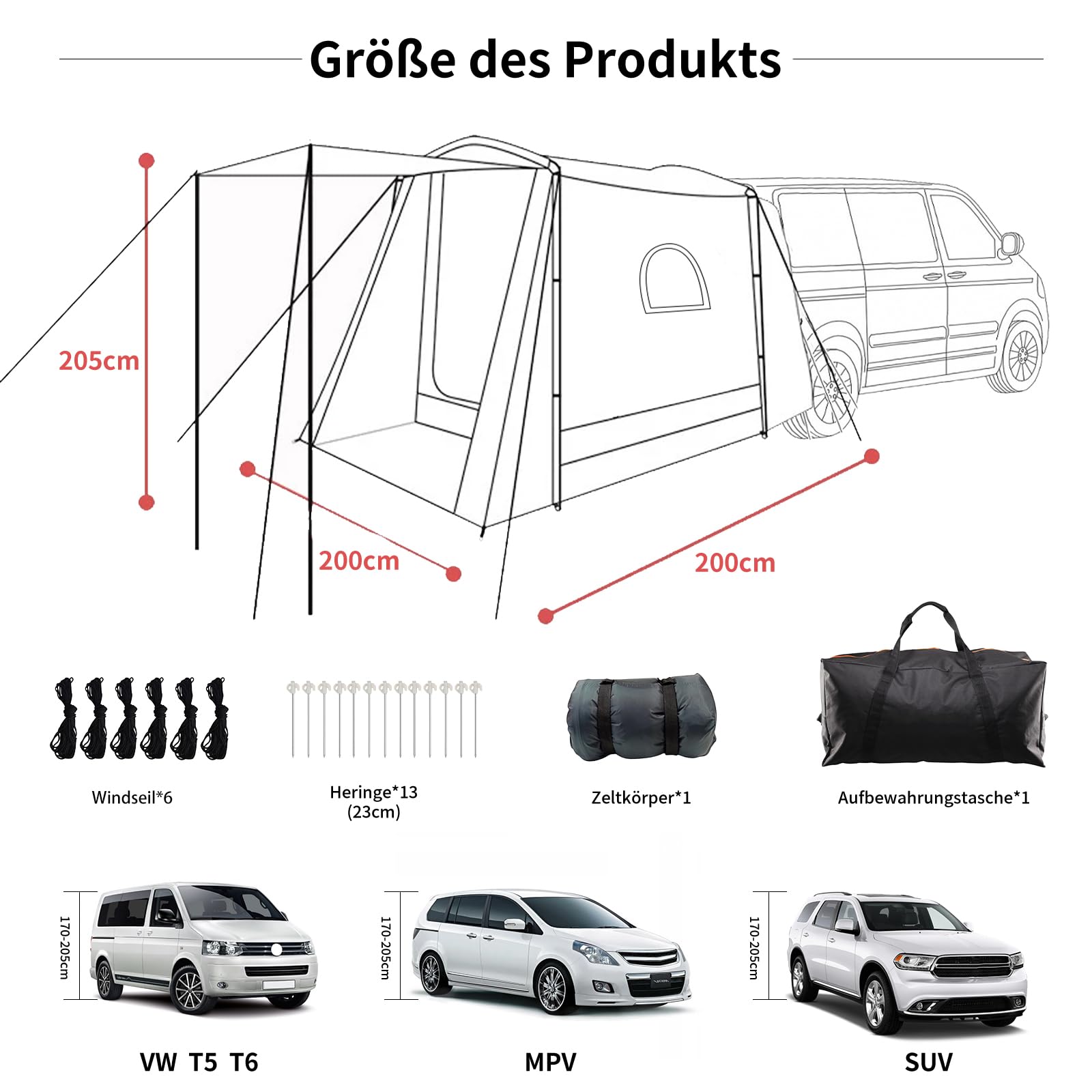 Heckzelt Auto, Anwendbar Auf Busvorzelt, Sonnensegel Mit Keder, Vw T5, Vw T4, Vw T6, Vorzelt Wohnwagen T5 T6 Camping Zubehör