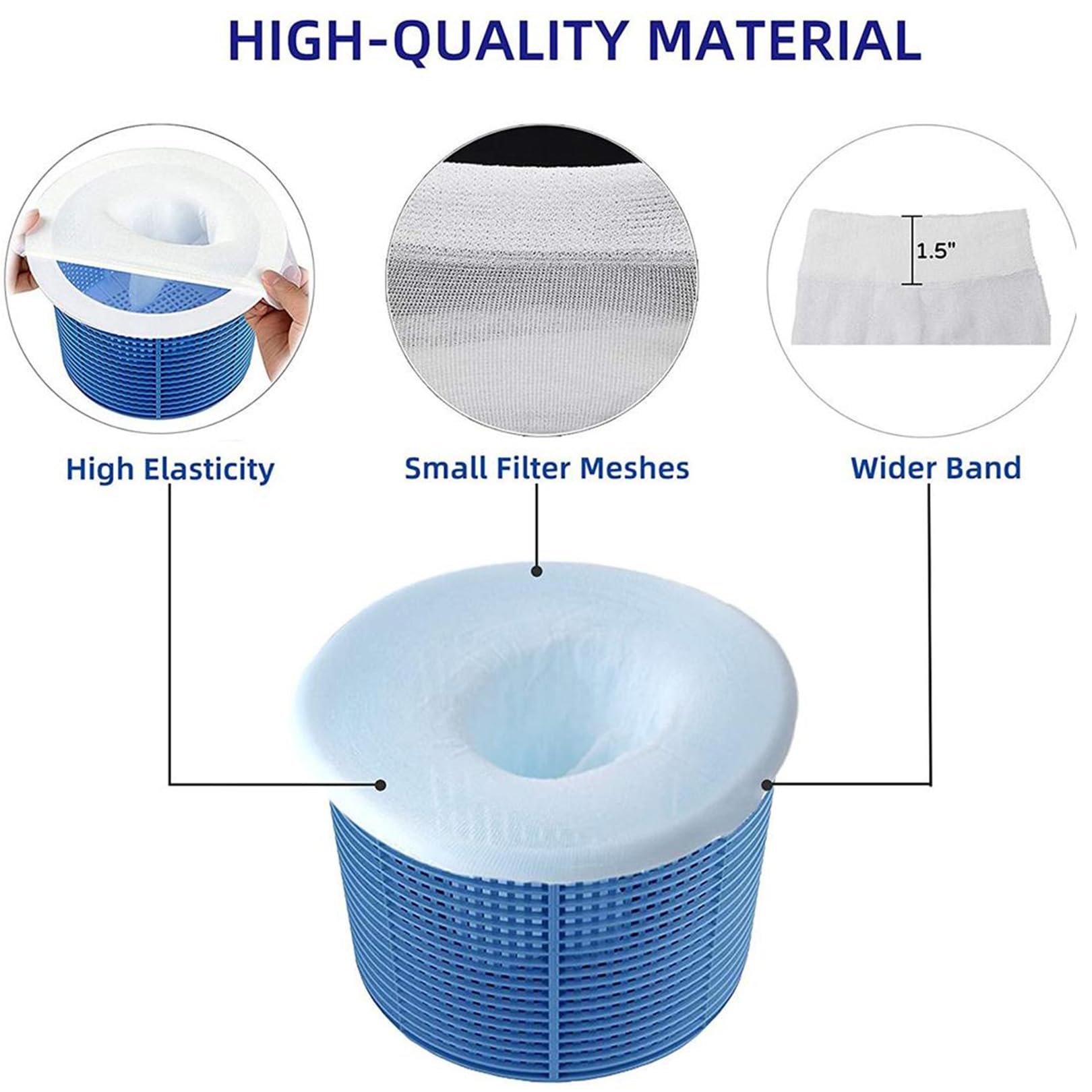 60 Calzini Per Skimmer Piscina In Nylon Ultra Fino, Rete Protettiva Per Cestello Filtro Contro Foglie, Capelli E Sporco, Riutilizzabili - 5