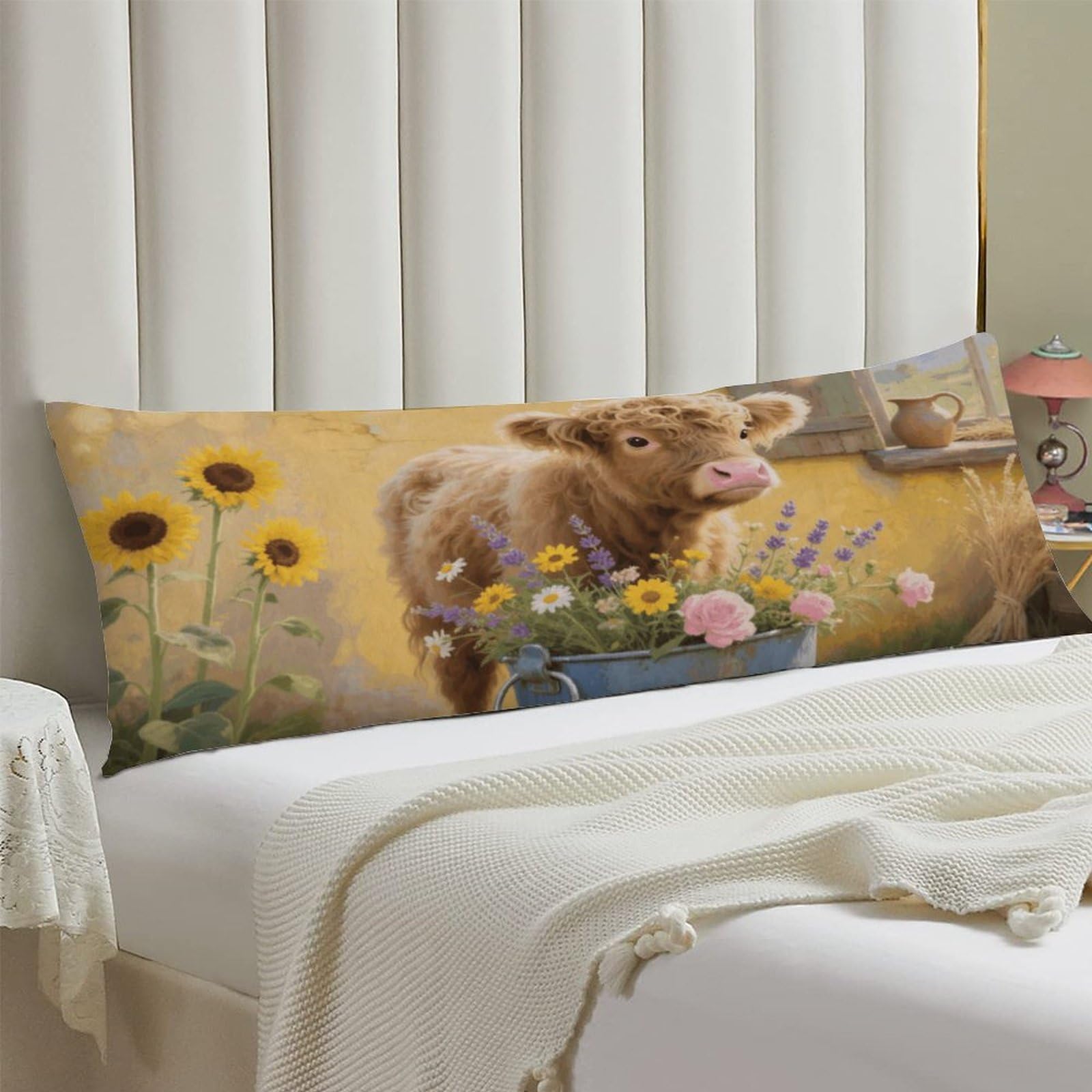 Body Pillow Cover 20x54 Long Pillow Case with Invisible Zipper Breathable Microfiber Farmhouse Cow Pillowcase Soft Cozy Protector for Bedroom Couch Sofa Bed Home Decor All Seasons