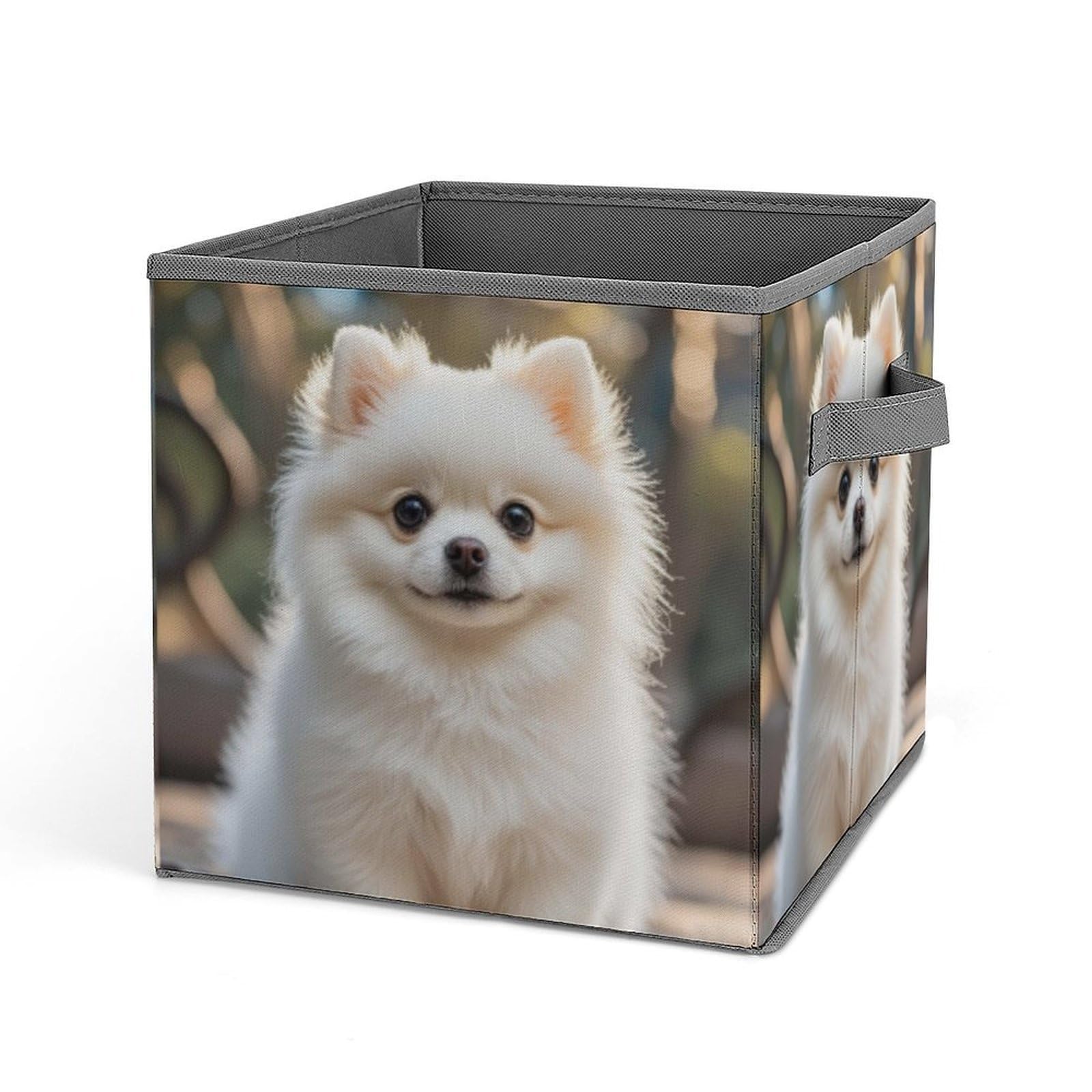 BTCOWZRV Cute Pomeranian Dog Cube Storage Bins - 11 Inch Heavy Duty Fabric Closet Bins for Shelves, Cube Organizer - Collapsible Storage Boxes with Handle Decorative Clothing Storage Baskets