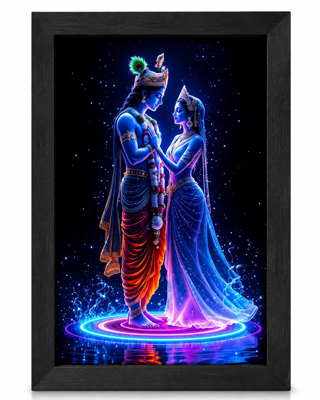 AANCHAL WORLD Radha Krishna Photo Frame | Black Frame | Spiritual Blue Aesthetic Wall Art for Home & Office Decor-image-26