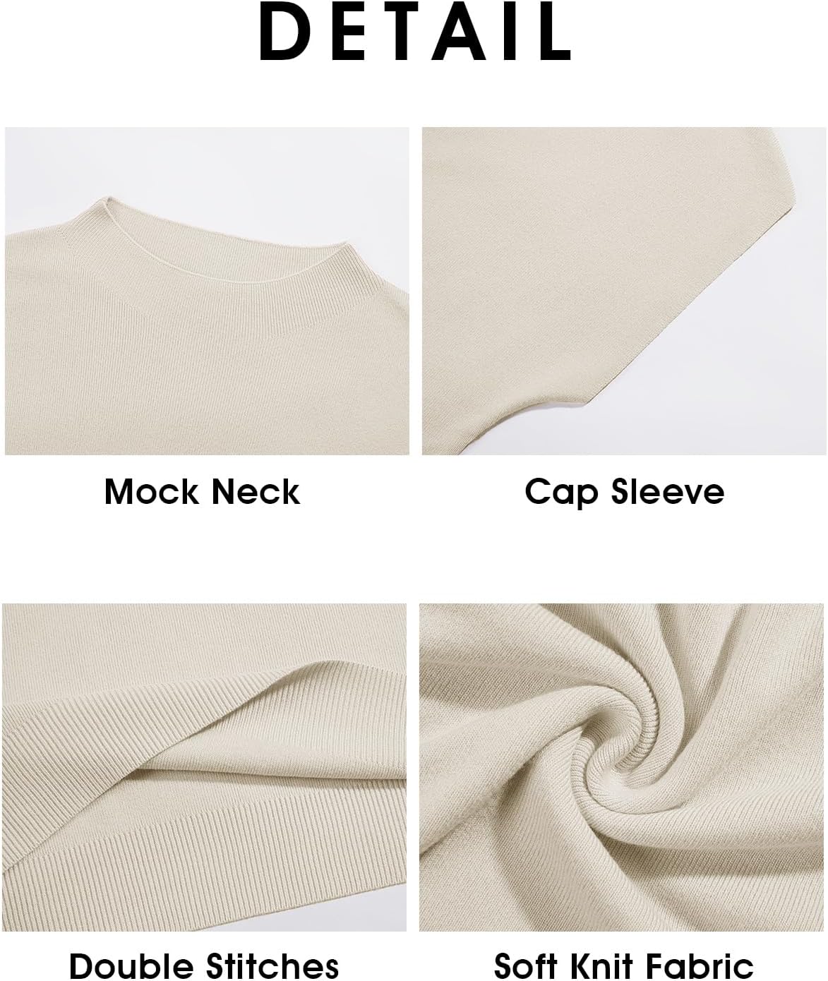 Saodimallsu Womens Short Sleeve Sweater Mock Neck Summer Casual Basic Knit Slim Fitted Pullover Tops Shirt - Image 5