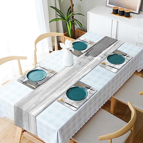 Miniatura 4 de Mcalk Juego de 6 manteles individuales y camino de mesa gris oscuro, manteles individuales de tela para interiores para cocina, manteles