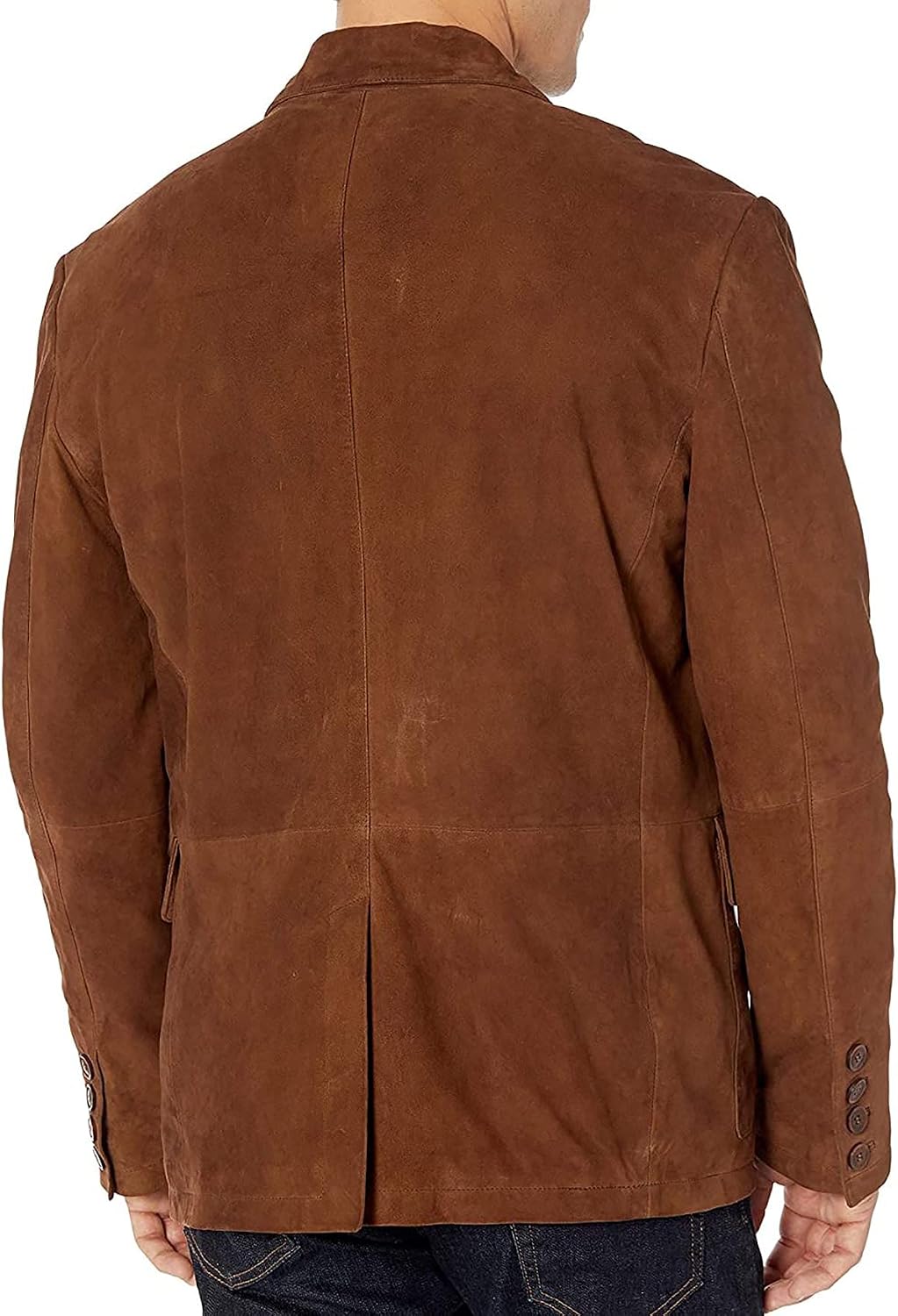 Men's Robert 3-Button Leather Blazer Suede Sport Coat Jacket L