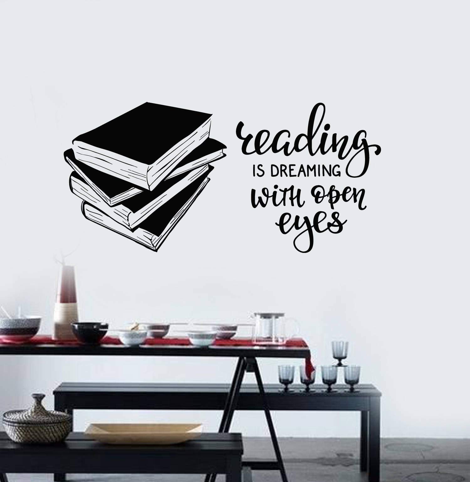 CVANU Books Vinyl Wall Decal Quote Library Reading Room Art Decor Stickers Mural (Black), Pack of 1 (B07D6B9HKV) Amazon Price History, Amazon Price Tracker