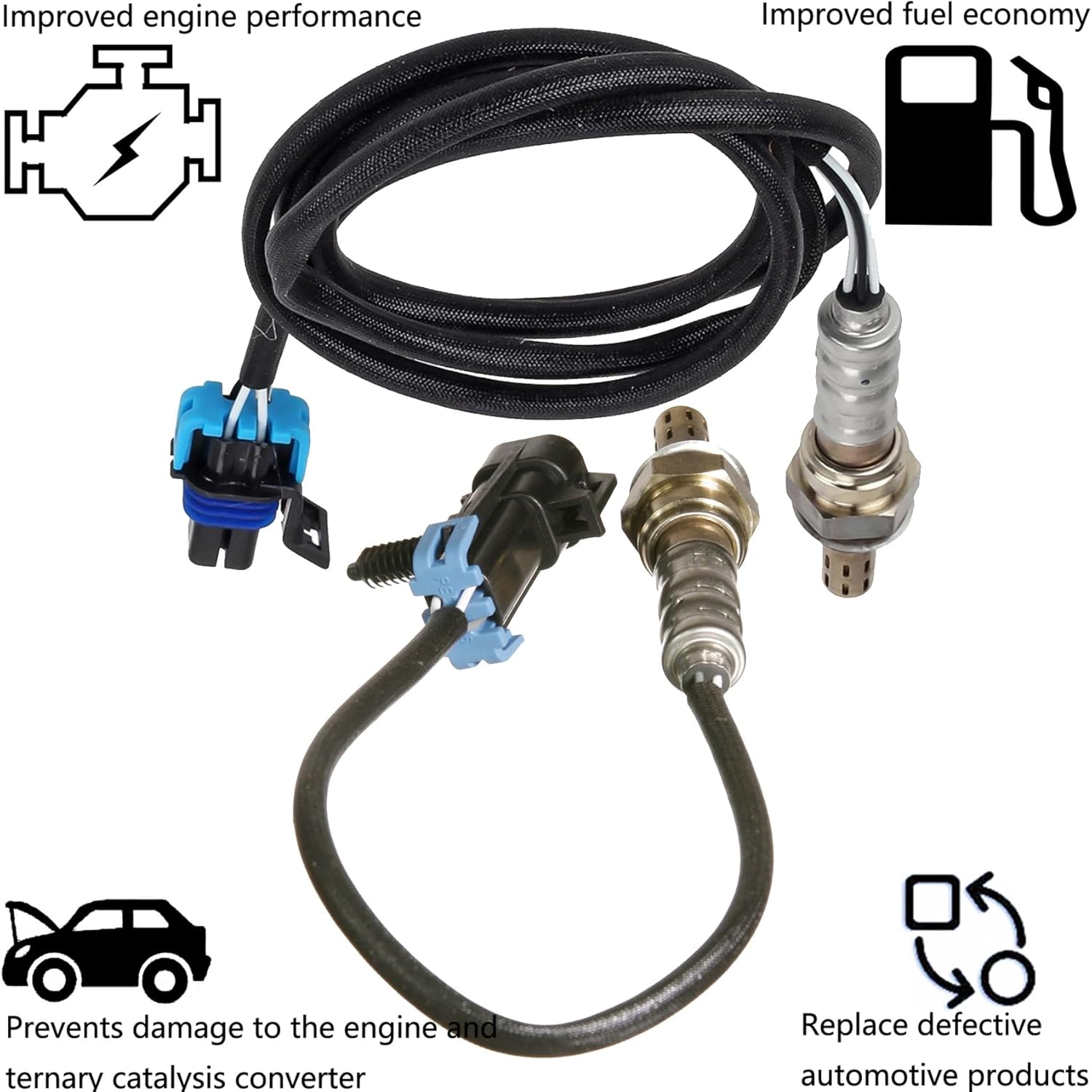 Dropwater 1 Pair Upper and Lower O2 Sensors Compatible with Chevy Cavalier 2.2L,for Pontiac Sunfire 2.2L 2002-2005,Replaces#234-4646 234-4108,Set of 2pcs