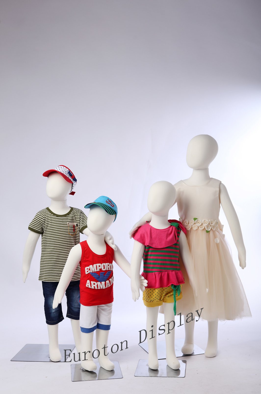 Euroton R3468 4 X Kinderpuppen Flexible biegbare Körper Schaufensterpuppe Mannequin Kids Mannequin weiß stoffbezogen