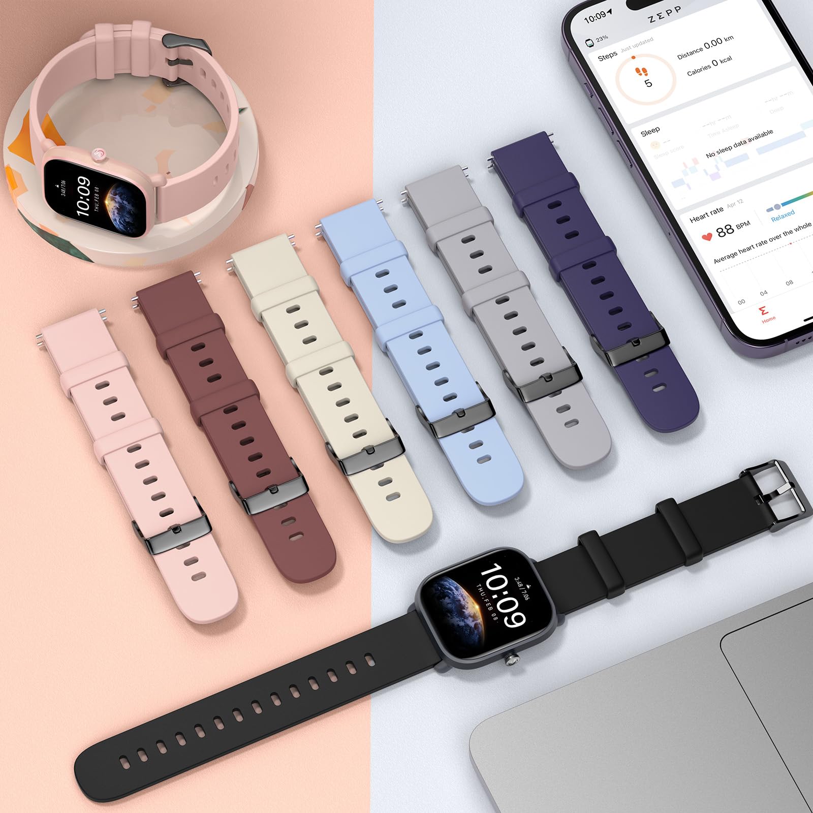 Higgs 3 Pezzi Cinturino 20mm Compatibile con Amazfit GTS 2 Mini/4 Mini/GTS 2 2e 3 4 42mm/Cinturini Amazfit Bip 3/Bip S/Bip S Lite/Bip Lite/Bip U pro,Cinturini Sportivo Morbido Silicone Donna e Uomo