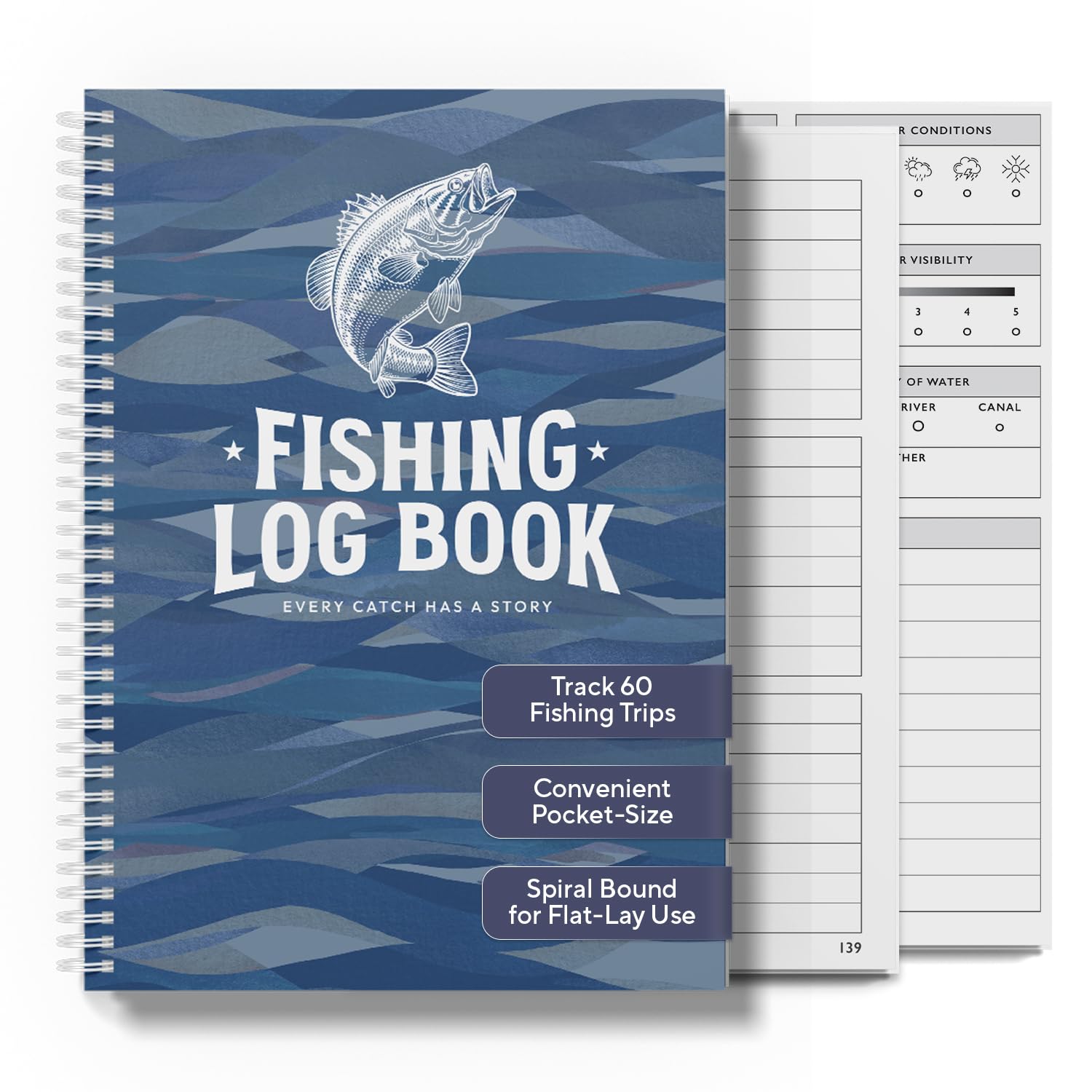 PrintWorks Fishing Log Book - The No. 1 fishing gifts for men and women - an essential in your gear and equipment to record your trip, catches, and kit. 132 pages, perfect for angler