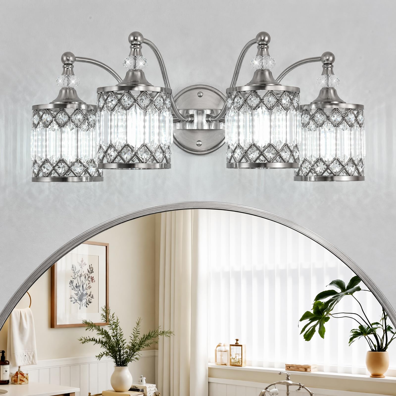 Photo 1 of Gnoslite 4-Light Crystal Vanity Light Fixture