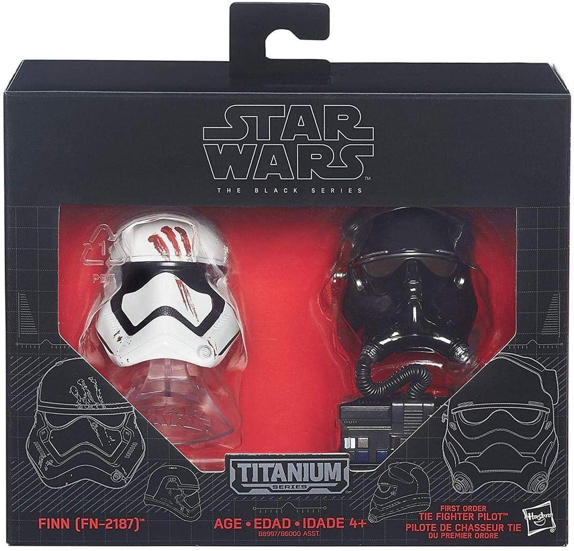 STAR WARS Black Series Titanium Series Finn and First Order Tie Fighter Pilot Helmets