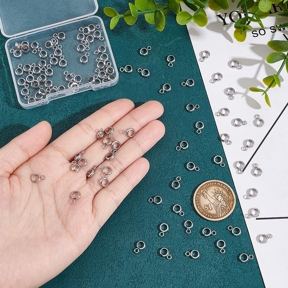 UNICRAFTALE 100 Pièce Perles De Caution En Tube D'Acier Inoxydable Pour Chaînes Européennes Boucles De Connecteurs De Suspension Rondelles De Perles Pour La Fabrication De Bracelets De Colliers