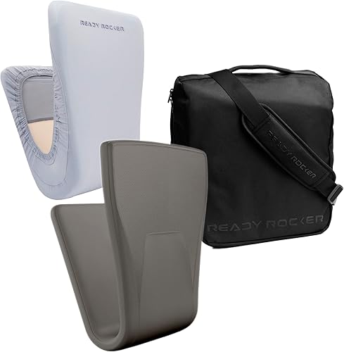 READY ROCKER Paquete de regalo  Mecedora portátil gris moderna + bolsa de viaje + cubierta de cielo