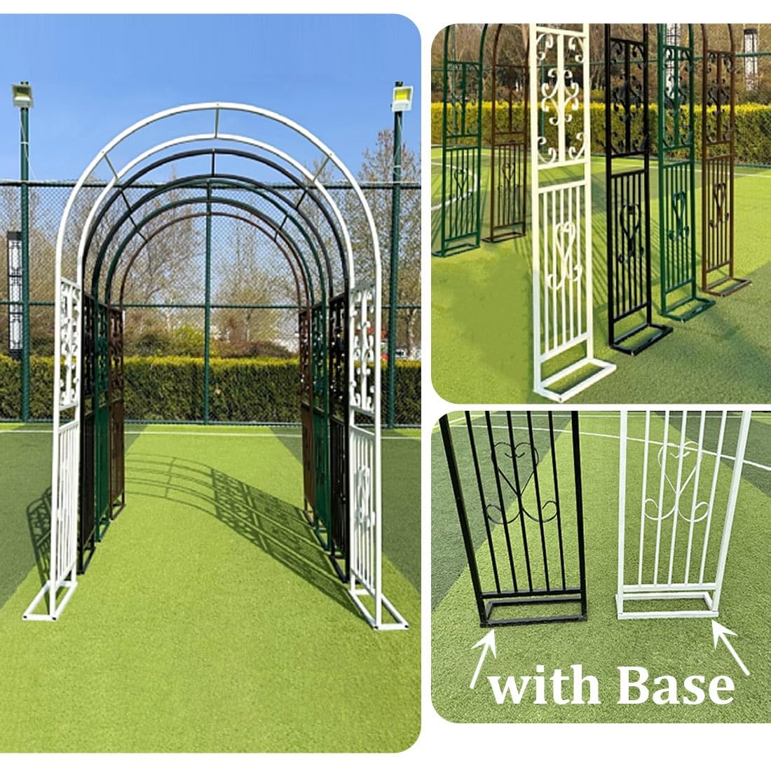 Biały metalowy łuk altanowy do roślin pnących, stalowa krata, pergola, dekoracje na wesela i do przestrzeni zewnętrznych, 3,4 x 2 m, łuk ogrodowy
