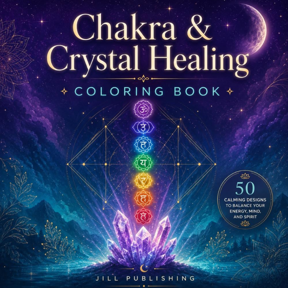 Chakra & Crystal Healing Coloring Book: 50 Calming Designs to Balance Your Energy, Mind, and Spirit: A Spiritual Coloring Book with Crystals, Chakras, ... Mindfulness, Relaxation, and Inner Healing