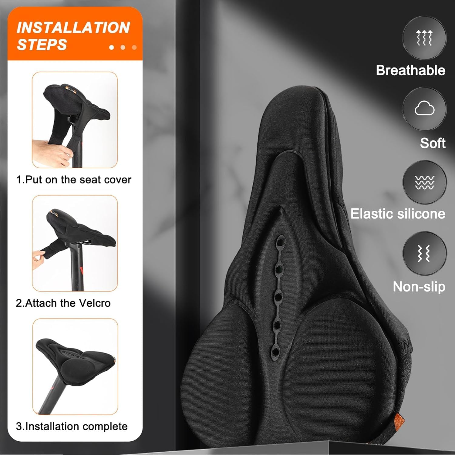 Coprisella per Bicicletta per Merida Ride 88 2014, Copri Sella Bicicletta Comoda in Memory Foam a Doppio Strato, Coprisella Bici Gel Morbido,Black1