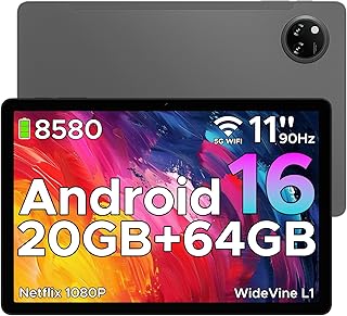 DOOGEE Tab A9+ Android 16 Tablet, Tablet 11 Inch 8580mAh, Kids Tablet, Unisoc T7200, 20GB RAM+ 64GB ROM (TF 2TB), 13MP/FM/…