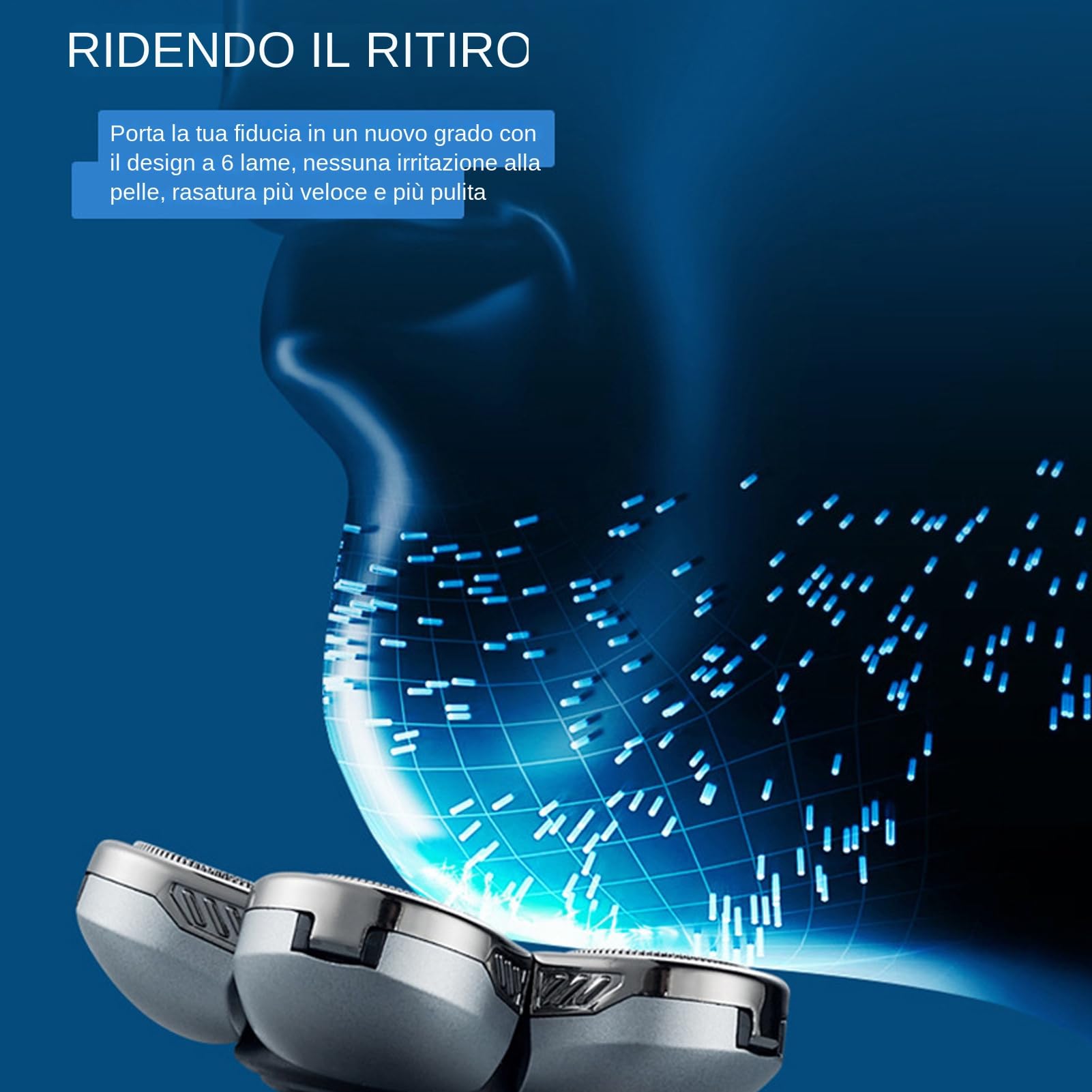Rasoio Elettrico per Testa Rasoio Elettrico Lavabile | Rasoio Senza Filo Utilizzabile a Bagnato e Asciutto con per Barba e Corpo, Ideale per Casa, Viaggi e Ufficio