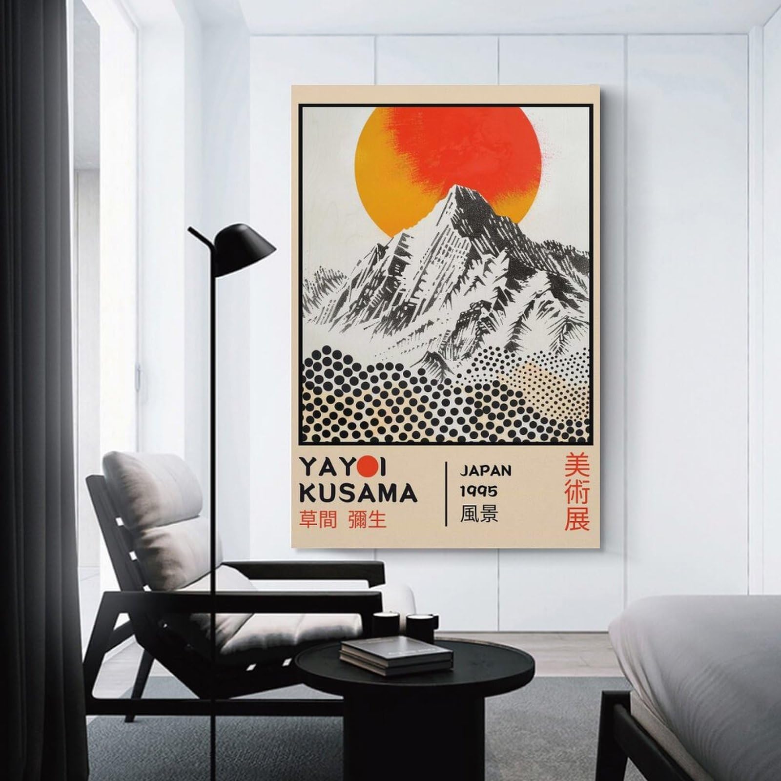 Junmoney Yayoi Kusama Mountain Exhibition Poster Canvas Wall Art 20x30inch(50x75cm), for Study, Office Or Focused Interiors, Home Office Artwork with Decorative Appeal