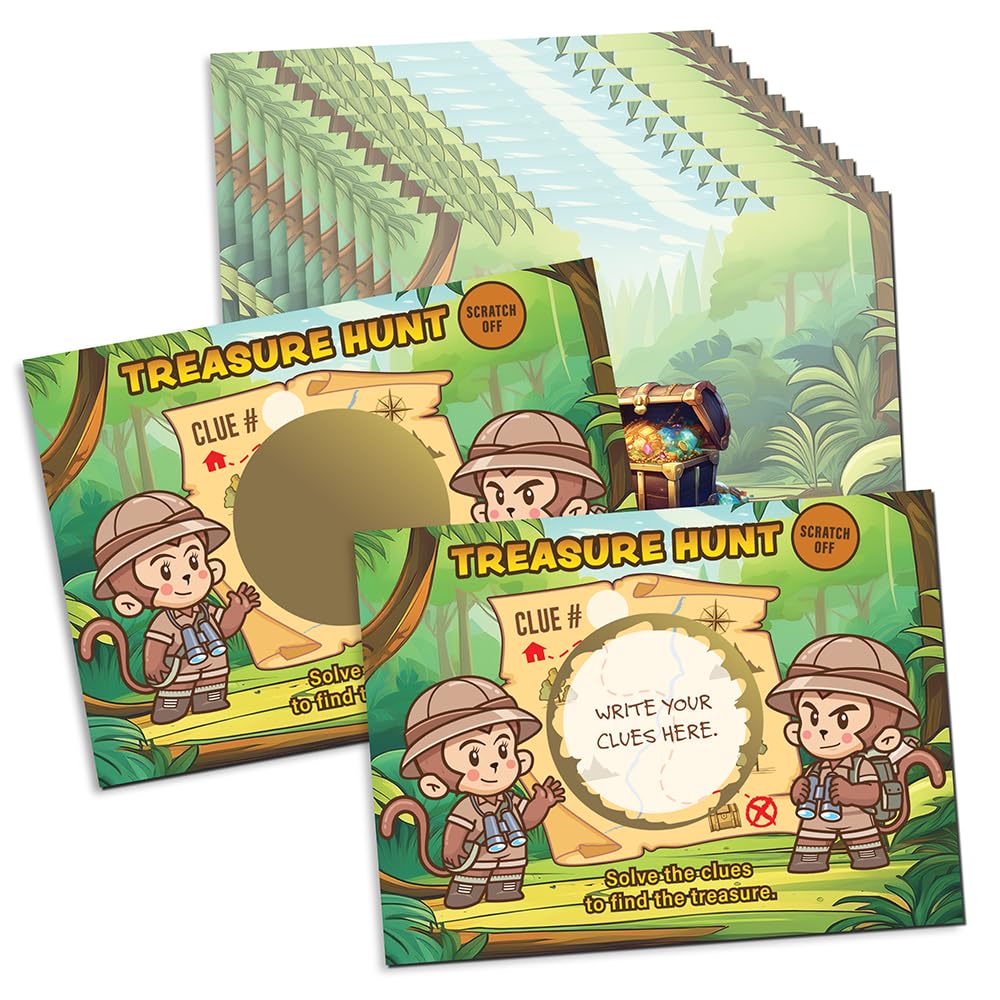 My Scratch Offs Jungle Treasure Scavenger Hunt Map Make Your Own Scratch Off Cards 20 Cards and 20 Stickers