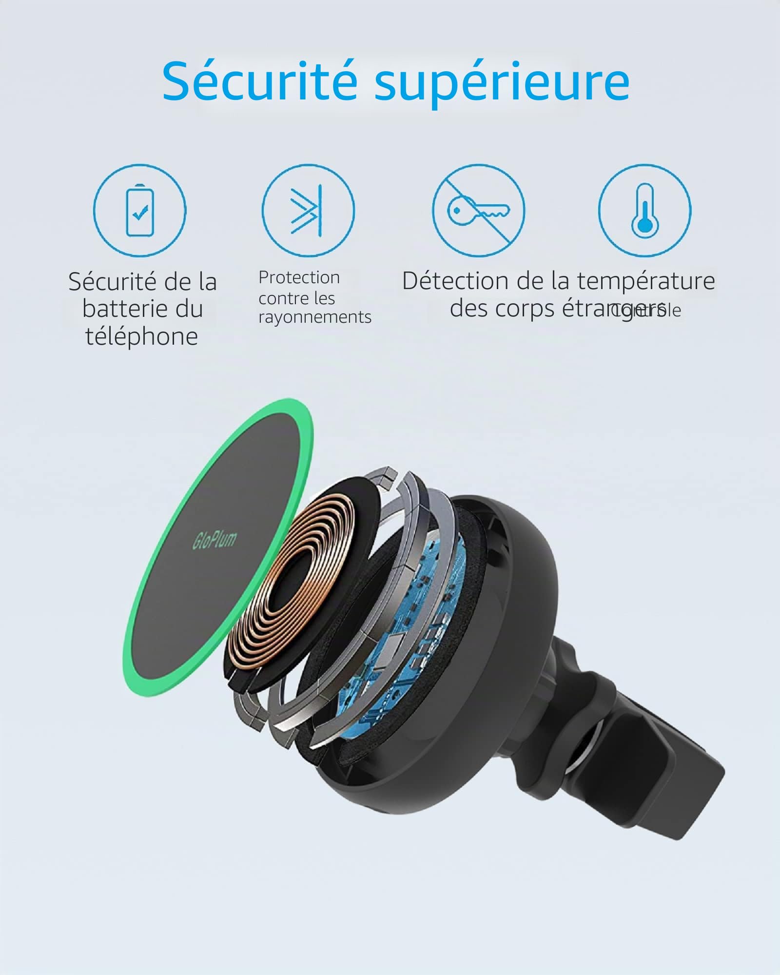 15W avec Support de Chargeur de Voiture sans Fil magnétique Compatible avec Le Chargeur Magsafe Voiture, pour iPhone 13/12 Pro Max Mini